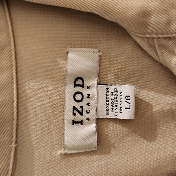 Izod button down denim jacket, large, cream - Picture 4 of 4